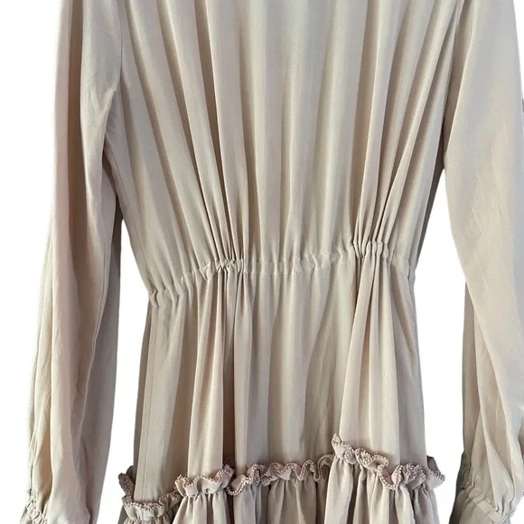All Saints Alia Ruffle Silk Dress Nude Pink Size M